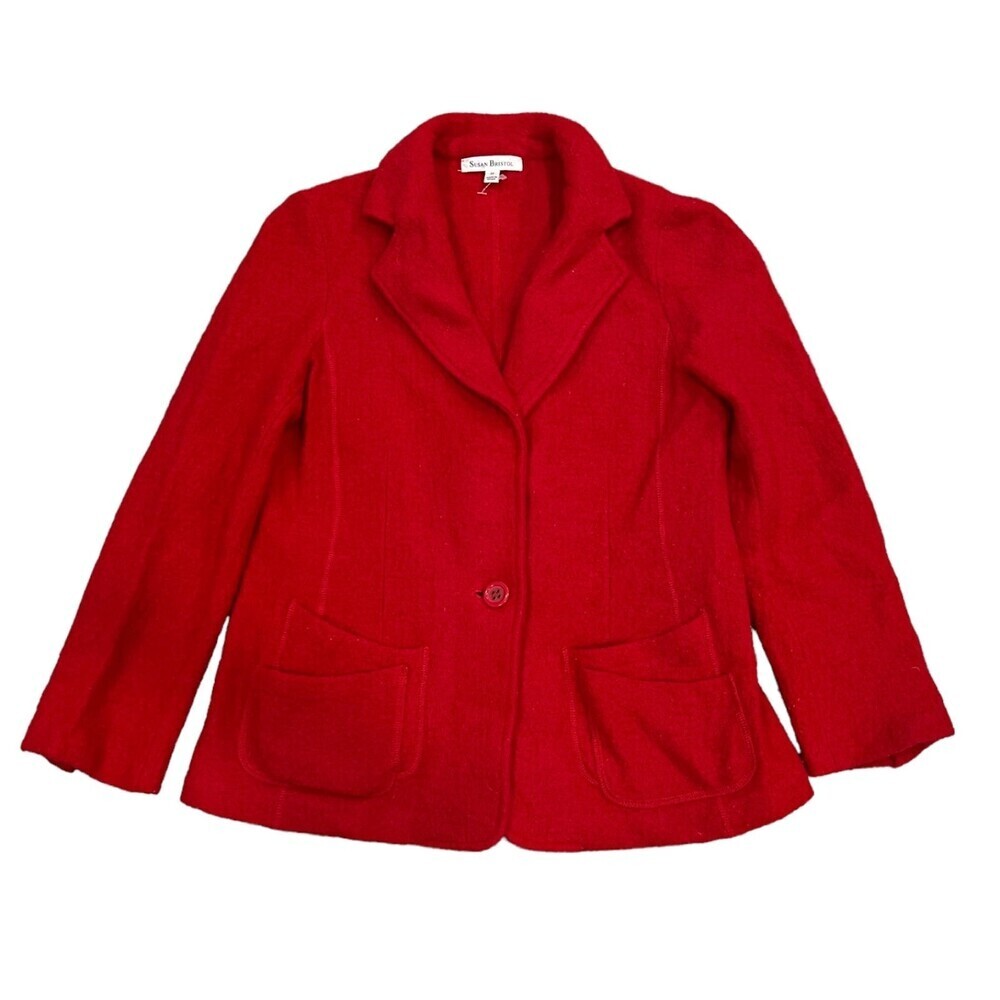 Susan Bristol Red Wool One Button Blazer M